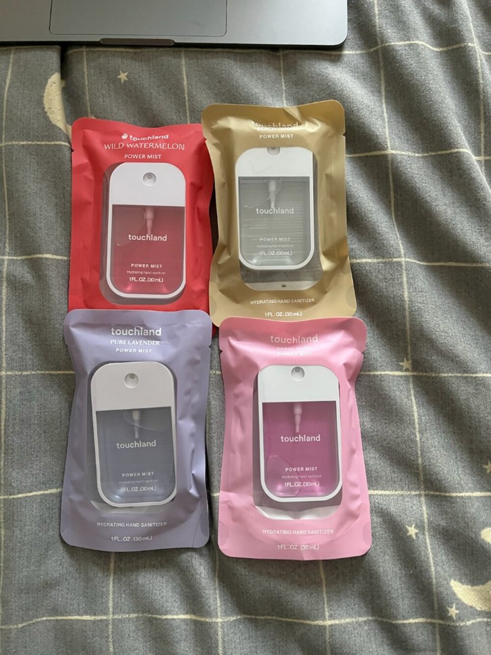 4 pack Touchland Power Mist Hydrating Hand Sanitizer 30ml/ 1 fl oz Each